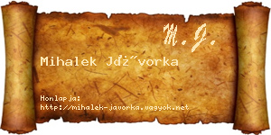 Mihalek Jávorka névjegykártya